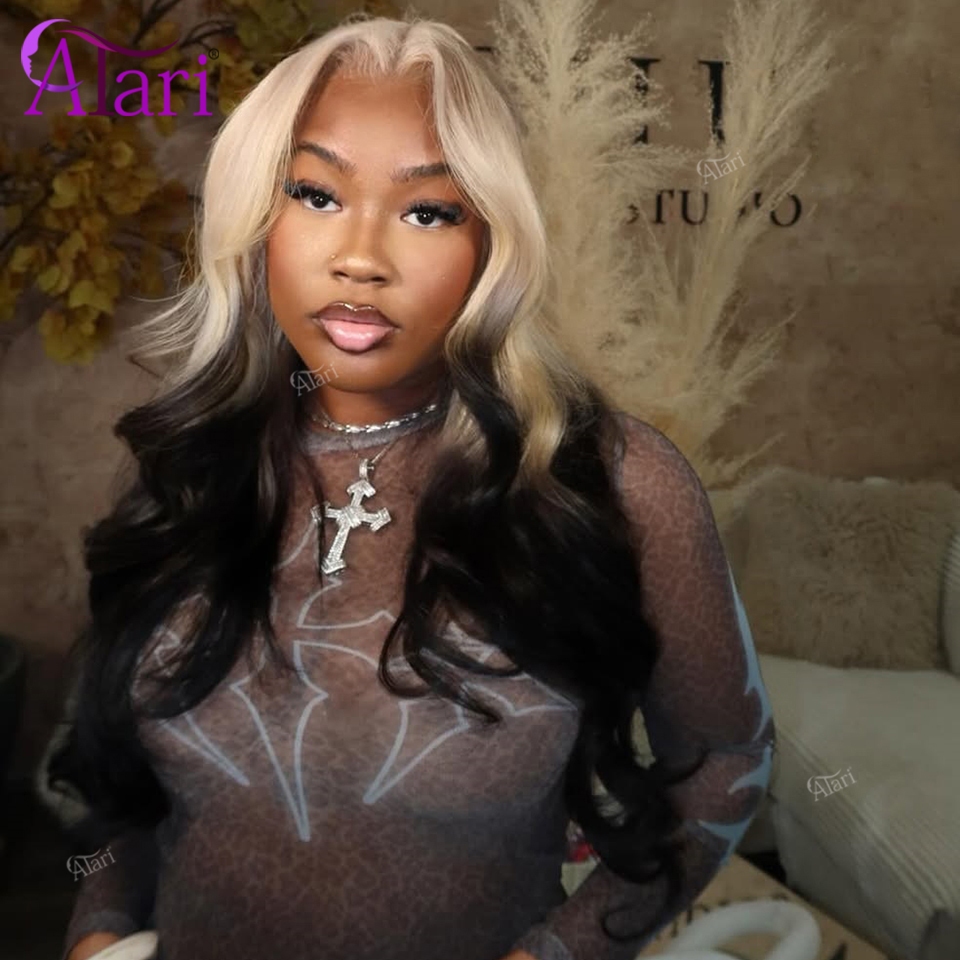 613 Blonde Body Wave Lace Front Wig - Ombre Blonde Schwarze Body Wave Echthaar-Perücken