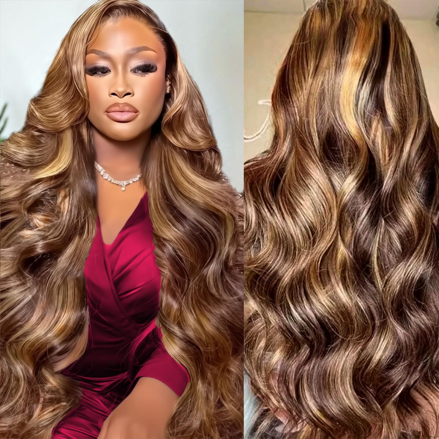Human Hair Wigs - HD Highlight 46 Zoll 13x4 Body