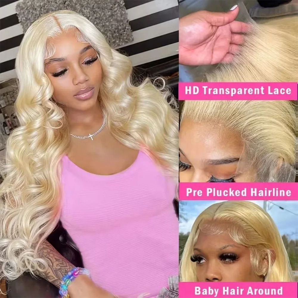 613 Blonde Body Wave Lace Front Wig - 613 13x6 HD Transparente Lace-Front-Perücke aus