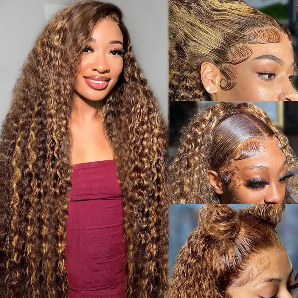 Lace Front Wigs - 36 Zoll tiefe Welle P4/27 Highlight