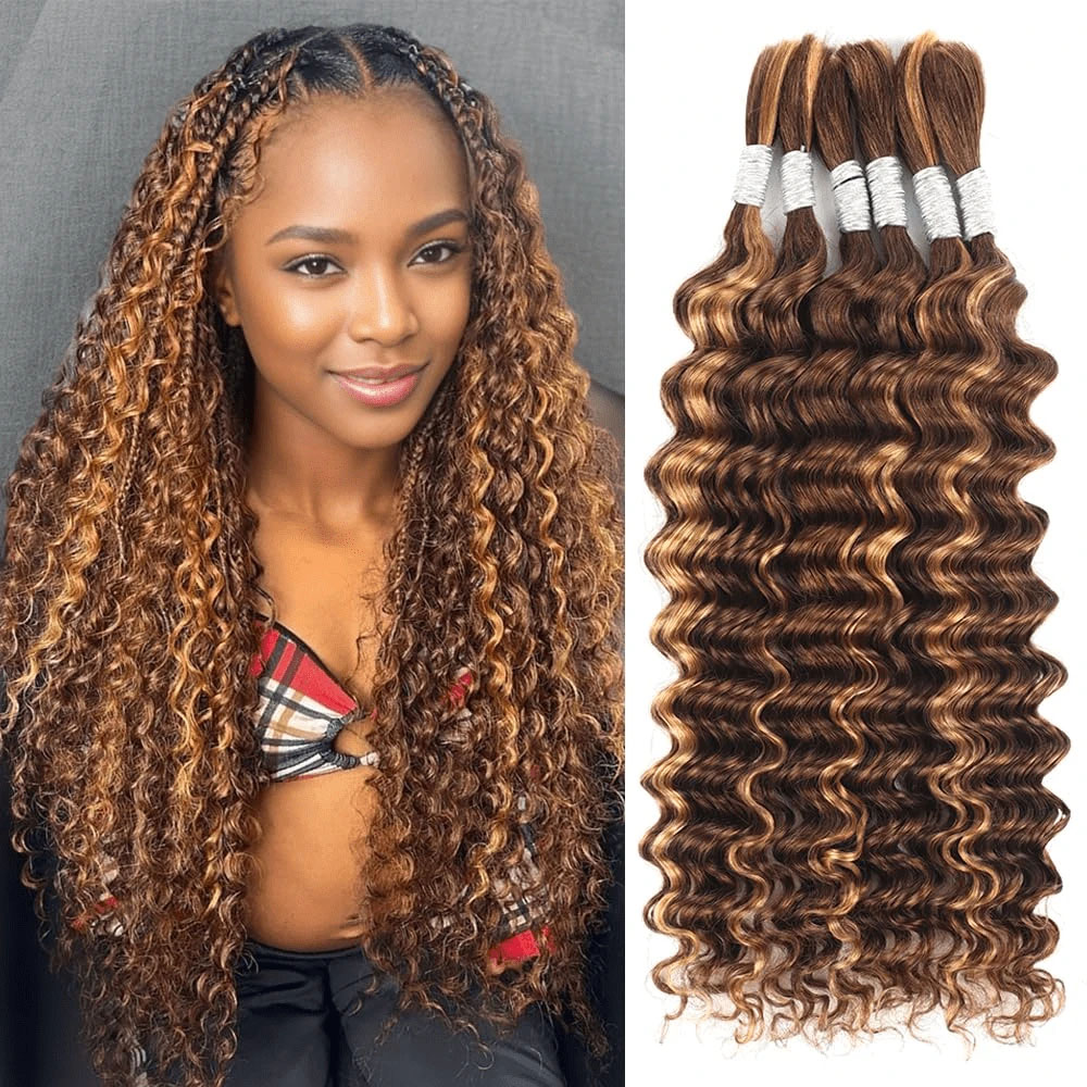 Water Wave Bulk Human Hair For Braiding - Echthaar zum Flechten, 18 Zoll, 2