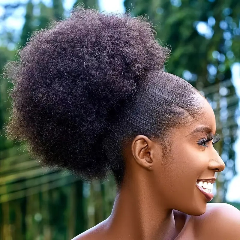 Drawstring Afro Curly Puff Ponytail - 1 Stück Damen 10-Zoll Afro Kinky