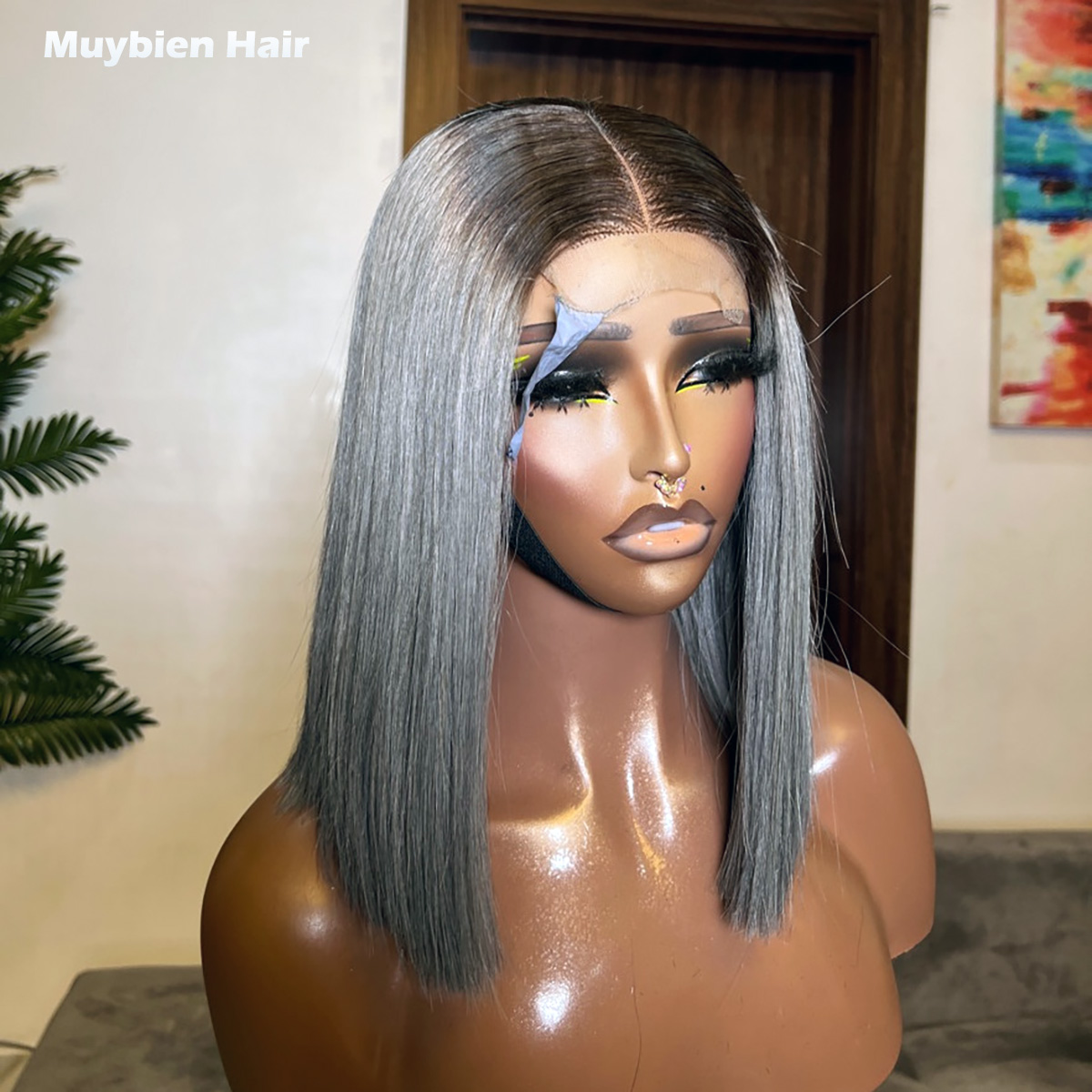 Glueless Wear And Go Human Hair Wig - Super Double Drawn Bone Straight Grau