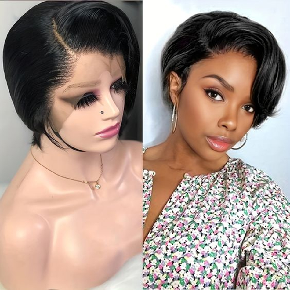 Short Pixie Cut Wig Human Hair Cheap - Pixie Cut Perücken Echthaar gerade Spitze