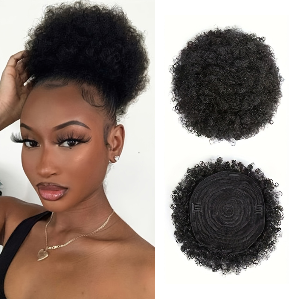 Drawstring Afro Curly Puff Ponytail - Afro Kinky Puffs 100 % Echthaar
