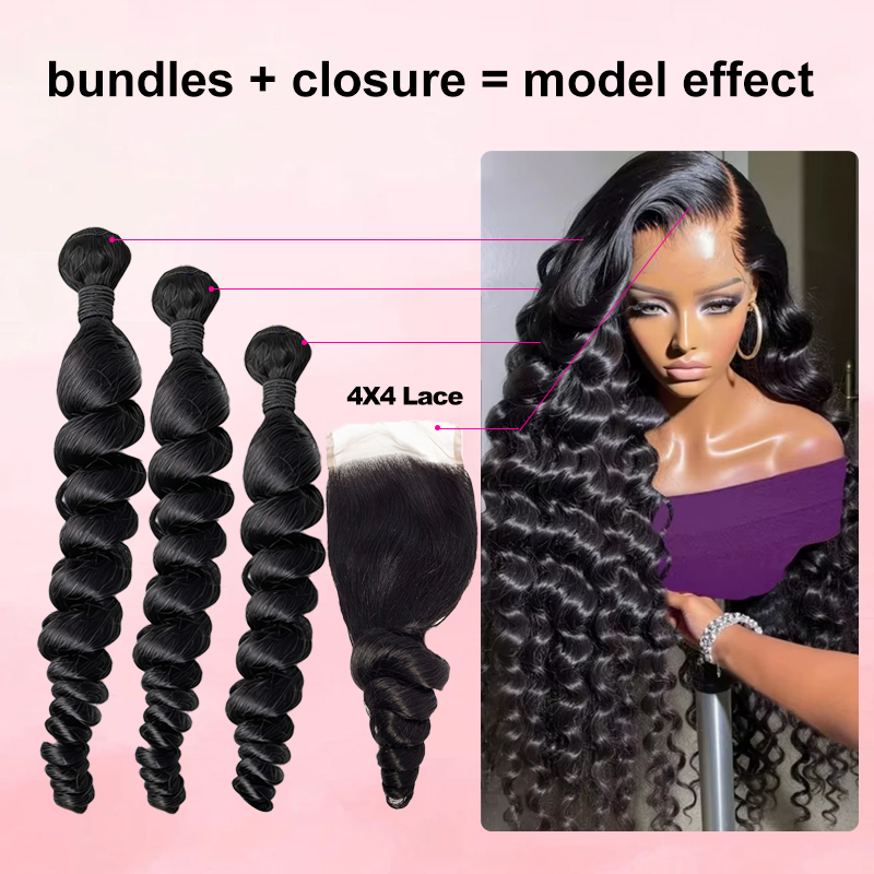 30-40 Zoll Loose Wave Bundles  – Deep Wave 3 Bundles With Closure Bewertung und Preis