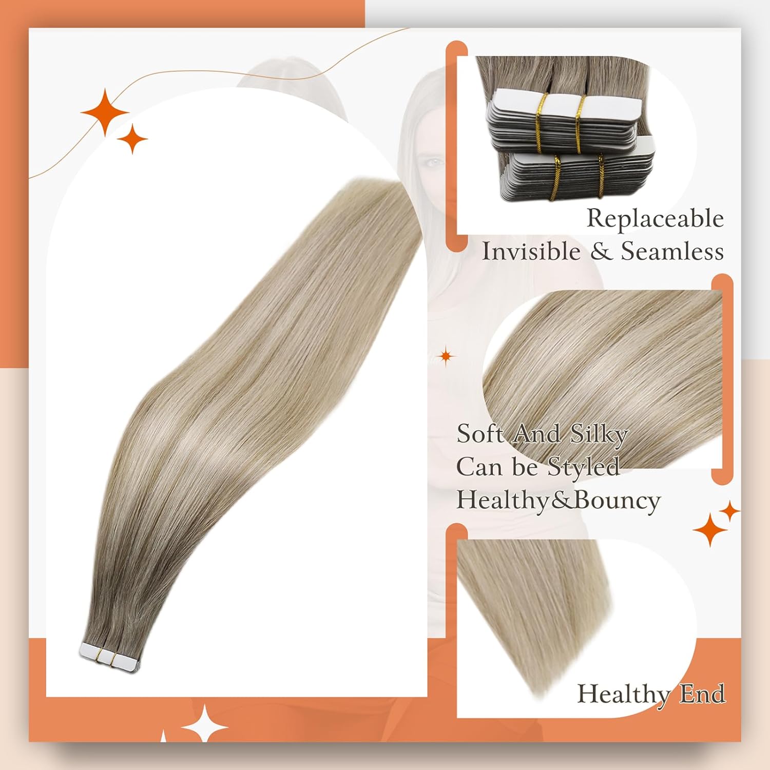 Full Shine Tape In Echthaarver – Invisible Tape In Extensions Real Hair Bewertung und Preis