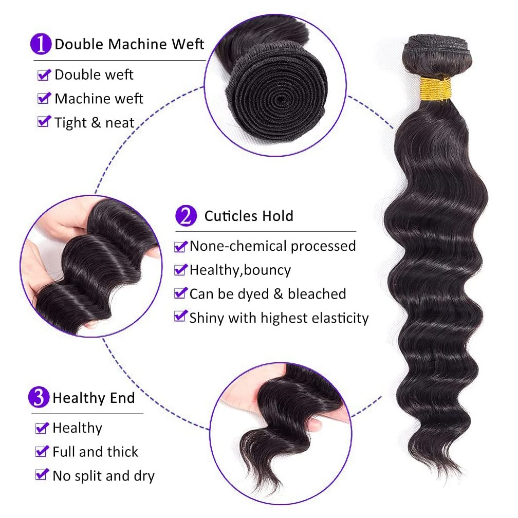 30 Zoll Loose Wave Echthaar-Bu – Deep Wave 3 Bundles With Closure Bewertung und Preis