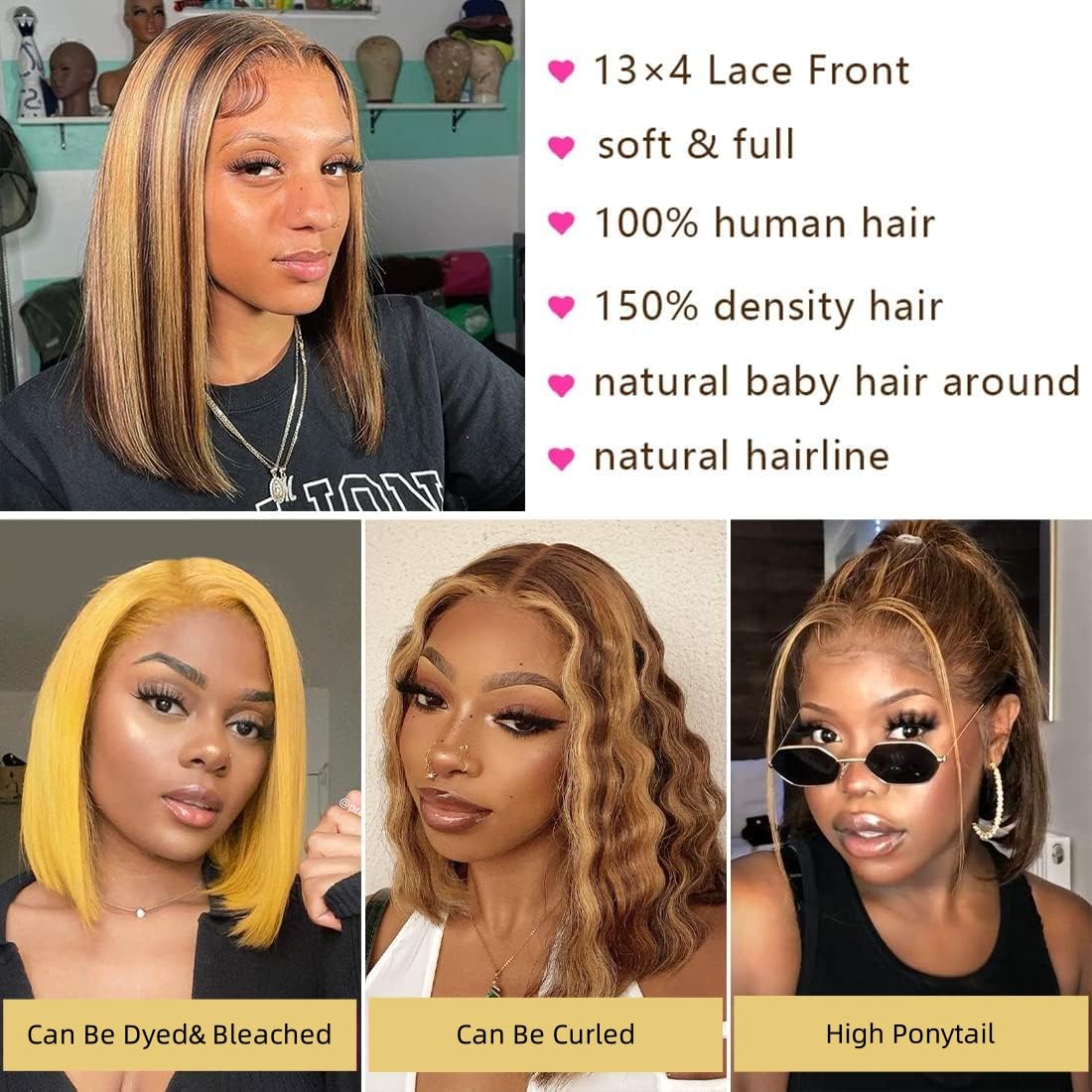 Bob-Perücke aus Echthaar 13x4  – Pre Parted 13X4 Lace Front Bob Wig Bewertung und Preis