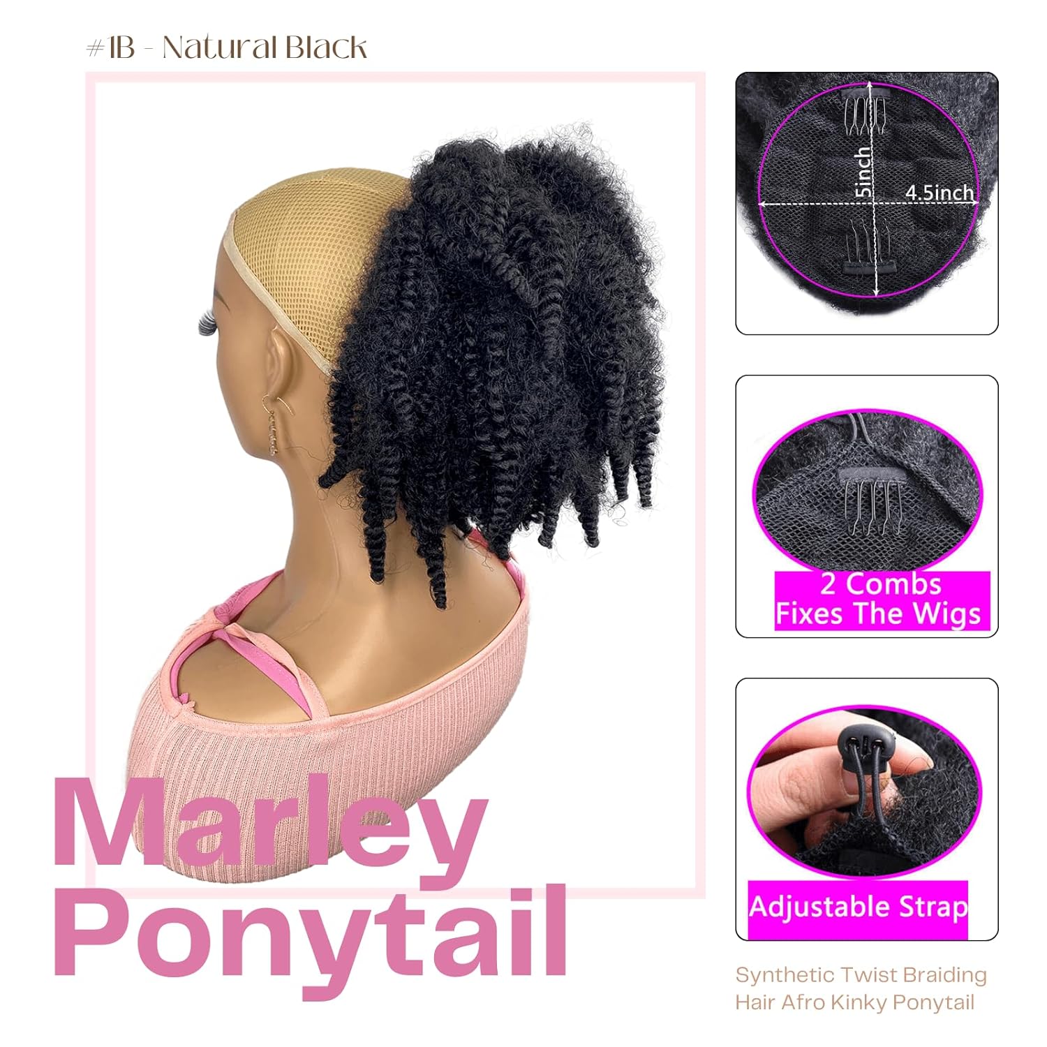 12 Zoll Kurzer Marley-Haarverl – Drawstring Afro Curly Puff Ponytail Bewertung und Preis