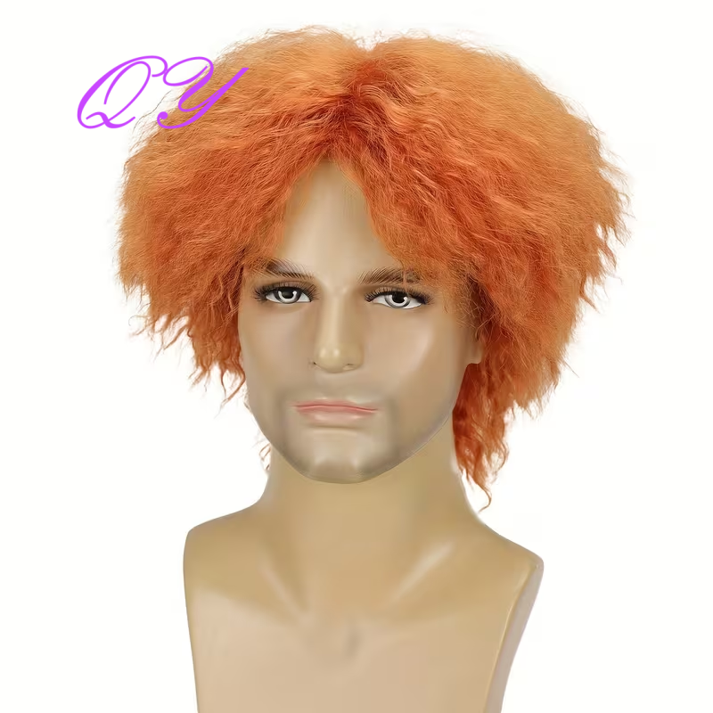 Herren Kurze Orange Flauschige – Synthetic Wigs Bewertung und Preis