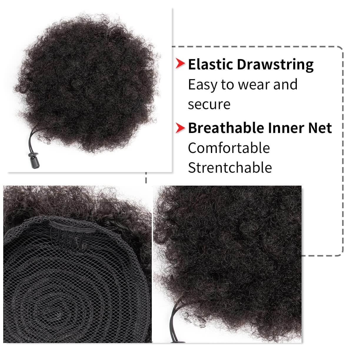 Afro Puff Synthetischer Kordel – Drawstring Afro Curly Puff Ponytail Bewertung und Preis
