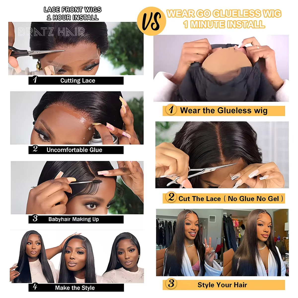 Super Double Drawn Bone Straig – Glueless Wear And Go Human Hair Wig Bewertung und Preis